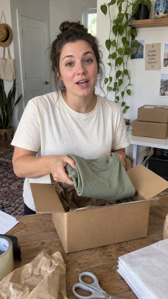 Small-business owner packing an order